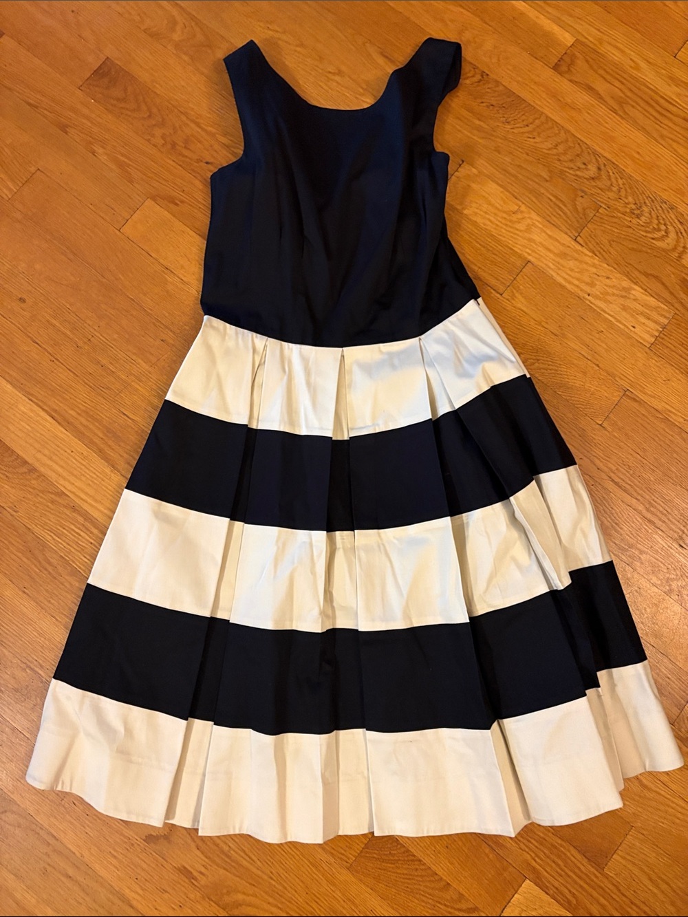 kate spade Black and White-Cream Striped Fit-and-Flare Dress